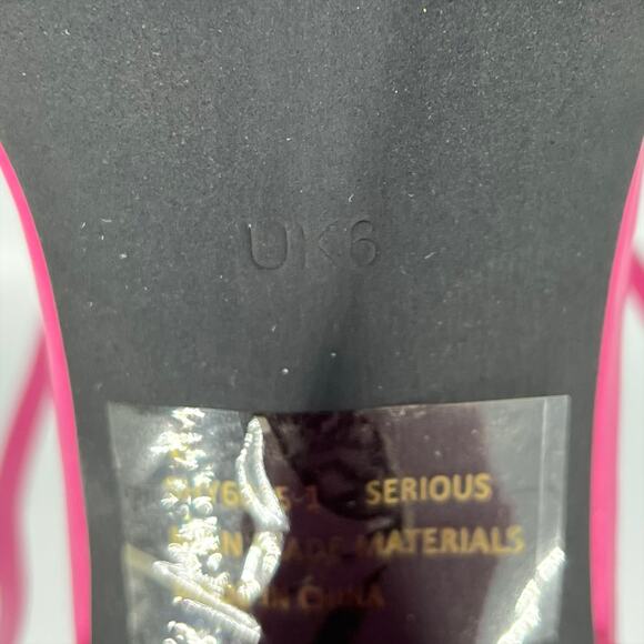 EGO Serious Lace Up Cross Strap Metallic Square Toe Block Heel in Pink Size 8 - Picture 6 of 7